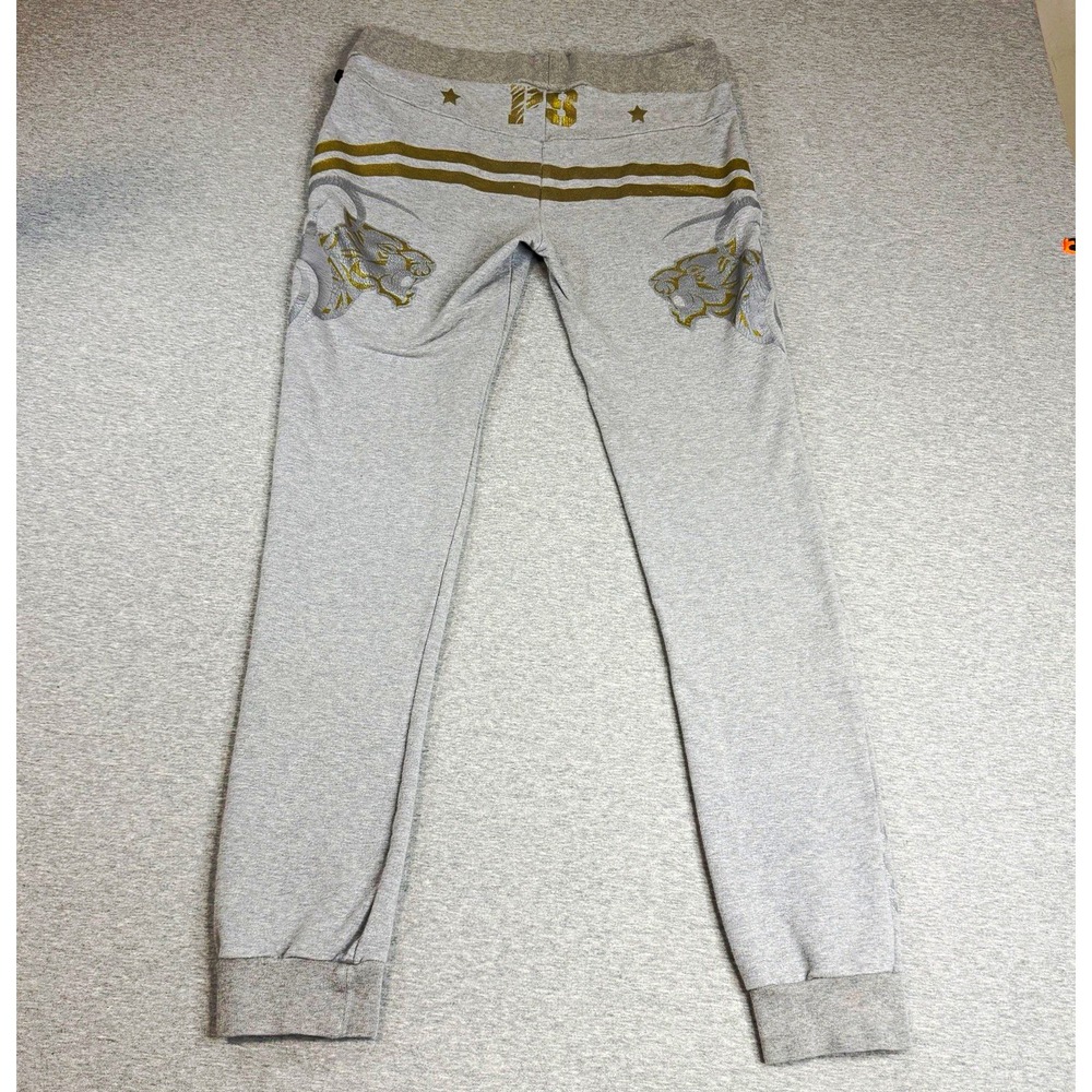 Plein Sport Philipp Plein Vintage Y2K Gray Sweatpants Gold Trim Tiger Graphic M